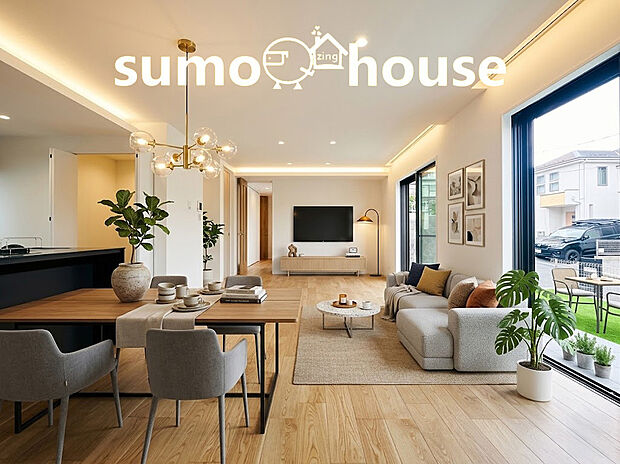 地震に強い安心な家 。繰り返しの揺れにも耐える強固な構造が、家族の安全を守ります。さらに、家中の温度差を解消する熱交換換気システムを採用し 、構造と快適性の両立を実現しました。(家具等はCGです)