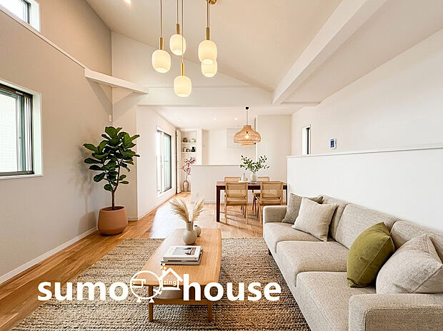 デザイン性と実用性が両立した3棟 。16.6帖の広々LDK 、8.7帖の大型収納 、遊び心あふれる中2階を備えています 。あなたのご家族にぴったりの1棟がきっと見つかります！(家具等はCGです)