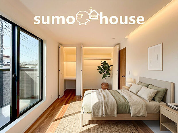 大きな窓からたっぷりの陽光が差し込む、開放感抜群の居室です。一日中明るく心地よい風が通り抜けます。木目の美しさが際立つワックスフリーフローリングはお手入れも簡単で清潔感をキープ。(家具等はCGです)