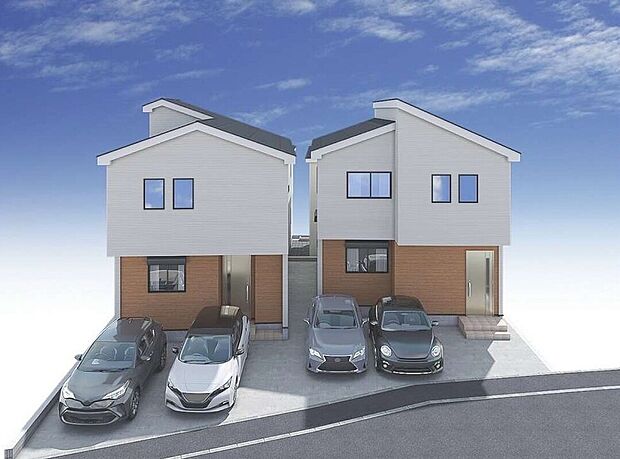 【洗練されたデザイン】２台駐車可能なカースペース（車種によります）。セカンドカー用として、自転車置き場や物置場として、お子様の遊ぶスペースとして、ゆとりある敷地だからこそ可能な多用途にご利用いただけるスペースです。