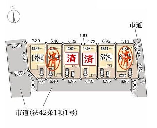 【区画図】最終２邸になりました！南向きの全６区画の分譲地です！ぜひご覧ください♪