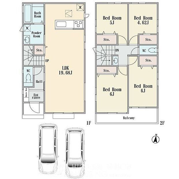 建物プラン間取:4LDK 建物プラン面積:97.19m2 建物プラン価格:1531万円 E号棟※現況と相違がある場合は現況を優先