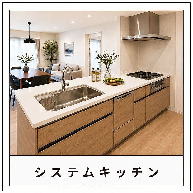 【その他設備】収納力と使い勝手に優れたシステムキッチンを採用。調理や後片付けがしやすく、毎日の家事を快適にサポートします。※掲載画像はイメージであり、実際の設備・仕様・形状とは異なる場合があります。