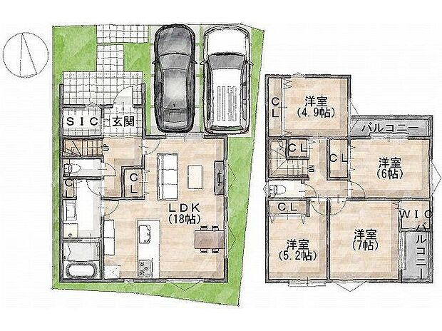【参考プラン間取り図】級建築士×女性コーディネーター監修『ママに嬉しい家事ラク動線』設計