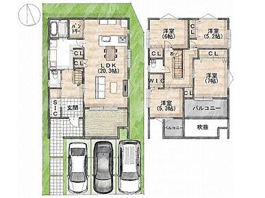 建物プラン間取:4LDK 建物プラン面積:121.31m2 建物プラン価格:2000万円 - 