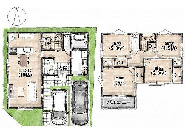 【間取図（平面図）】1級建築士×女性コーディネーター監修『ママに嬉しい家事ラク動線』設計