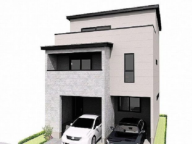 【外観パース】ZEH水準省エネ住宅にて冬はあたたかく、夏は涼しいお家に。細部までこだわりを感じる設計で、住まう方のセンスをさりげなく演出します。住み慣れた街でひときわ映える、魅力あふれる一邸です