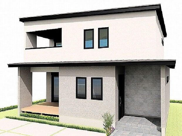 【外観パース】ZEH水準省エネ住宅にて、冬はあたたかく、夏は涼しいお家に