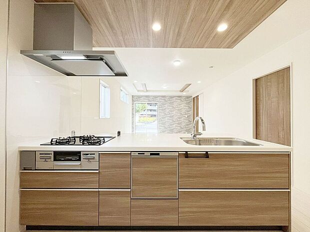 オールインワン浄水器栓を採用しており、場所を取らない浄水器！いつでもおいしいお水でお料理することができますね！また、食器洗い乾燥機付で奥様の家事を軽減できます