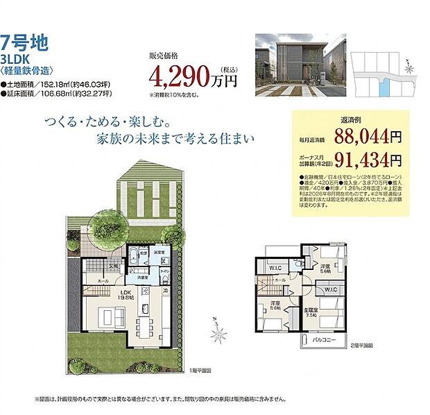 【3LDK】図面は、設計段階のもので実際とは異なる場合がございます。また、間取り図の中の家具は販売価格に含みません。