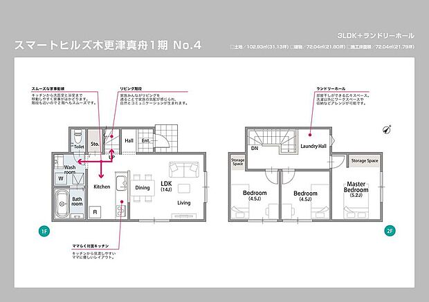( No.4)、価格2680万円、3LDK、土地面積102.93m2、建物面積72.04m2