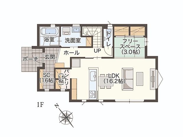 （No.9）（1階間取り図）16.2帖の広々LDK！