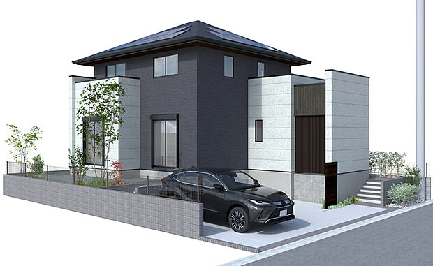 【現地外観(完成予想図)】太陽光発電、ビルトイン食洗機、オール電化(エコ給湯、IHキッチン)など設備が充実！