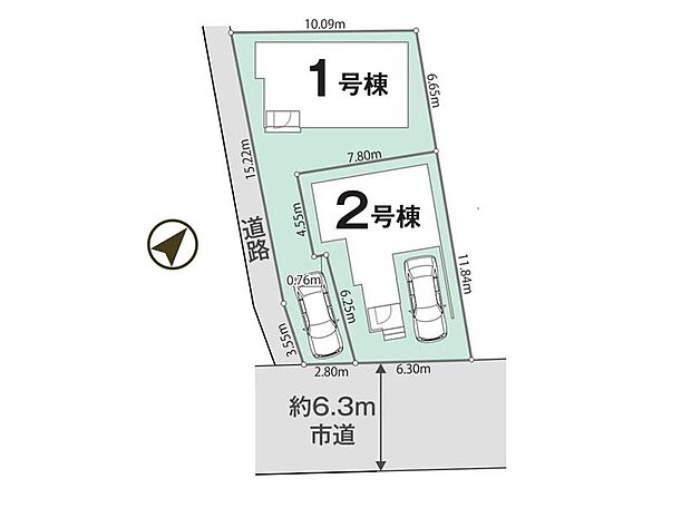 前面道路は約6.3ｍとゆとりがあり、お車の出し入れもスムーズ。カースペース1台分を確保し、落ち着いた住環境で快適な新生活を始められる住まいです。