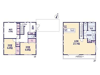 1号棟【間取り図】2LDK+S 