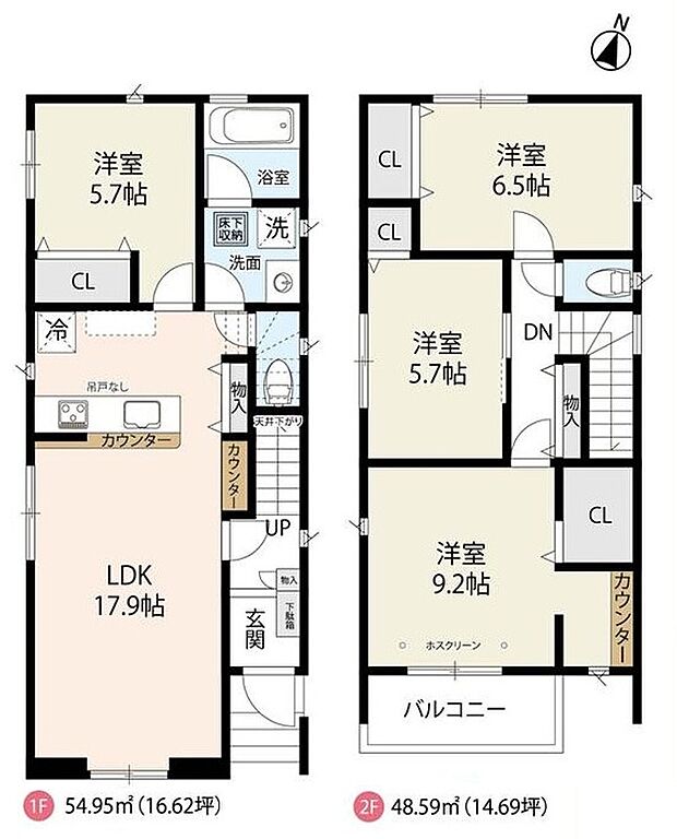 【4LDK】暮らしの快適性・居心地の良い住空間設計です。リビングを中心に、ご家族皆様が充実の暮らしをお送りいただけるプランニングです。