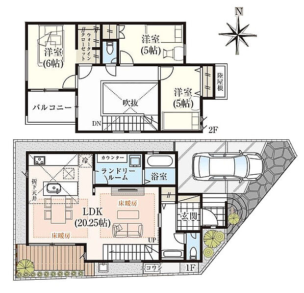 【3LDK】暮らしの快適性・居心地の良い住空間設計です。リビングを中心に、ご家族皆様が充実の暮らしをお送りいただけるプランニングです。