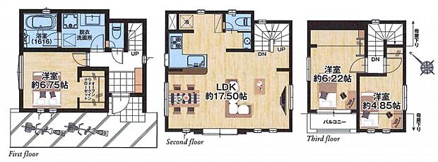【3LDK】暮らしの快適性・居心地の良い住空間設計です。リビングを中心に、ご家族皆様が充実の暮らしをお送りいただけるプランニングです。