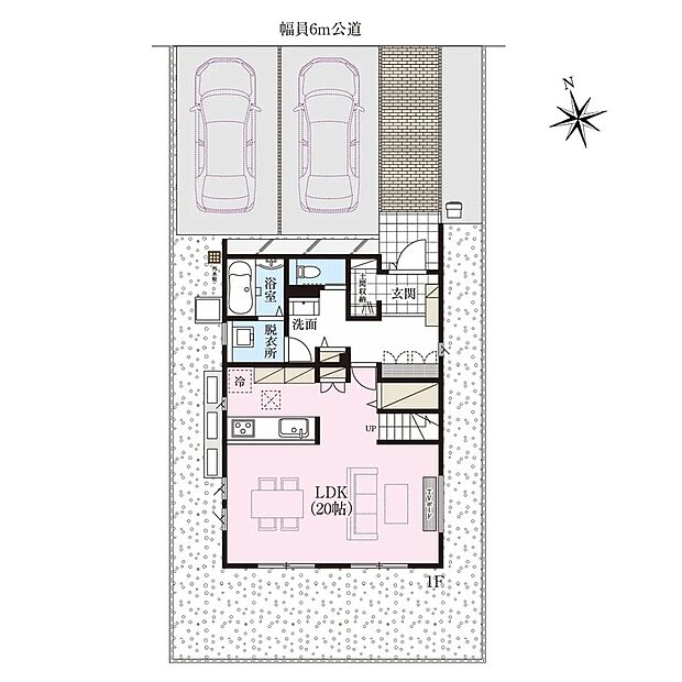 広々とした20帖のリビングは家族が自然と集まる心地よい空間♪
カースペースも2台あり急な来客や、ご家族分の自転車なども駐輪できます◎