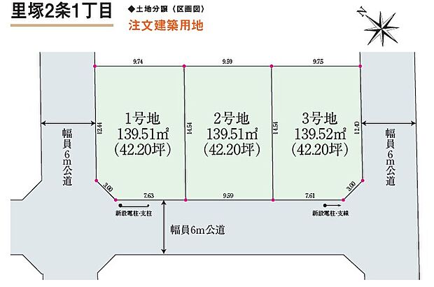 3区画限定!前面道路も6mで、車の出し入れも楽々。