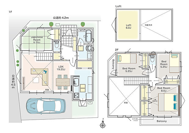吹抜を設けた19帖越えの広々リビング!各居室の収納スペースに加え、パントリーやロフト収納等を設けております。
