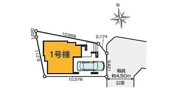 ≪全体区画図≫
カースペース1台♪
住人以外の車の進入も少なく、小さなお子様を持つご家庭にも安心です♪