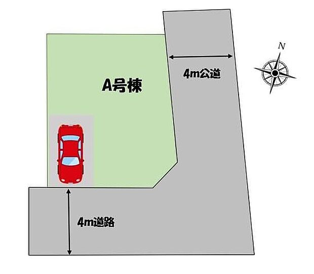≪全体区画図≫カースペース1台♪陽当たり・風通し共に良好な角地の物件です♪
