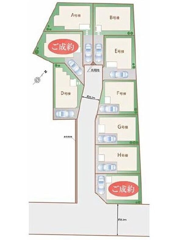 【全体区画図】陽当たり・風通し共に良好です！分譲地内に道路を通しているので、ここで分譲地のコミュニティーができますね☆