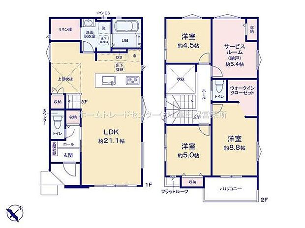 (1号棟)、価格3788万円、3LDK+S、土地面積114.84m2、建物面積101.43m2
