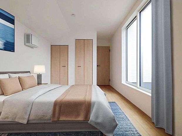 バルコニーに面した明るいお部屋です。クローゼットもふたつあり、豊富な収納力でお部屋を広々とお使いいただけます♪
※家具や小物はついておりません。