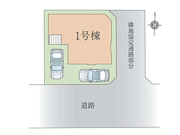 ≪全体区画図≫
◎カースペースは車種により2台駐車可能♪自転車や来客用の駐車スペースとしてもお使いいただけます。