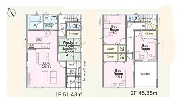 【4LDK】リビング隣には、ホッとできる和室を用意。お子様のお昼寝スペースや書斎としてなど、いろいろとお使い頂けます♪帰宅時・外出時の自然なコミュニケーションを育むリビングイン階段を採用しています♪