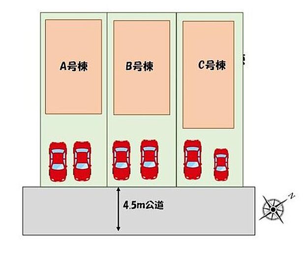 【区画図】全棟カースペース２台分♪