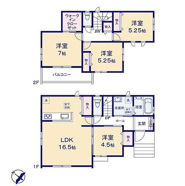 【4LDK】WIC付きの4LDKのお住まいです♪
人気の対面式キッチン♪
大容量で豊富な収納力が自慢の使い勝手の良好なプラン♪