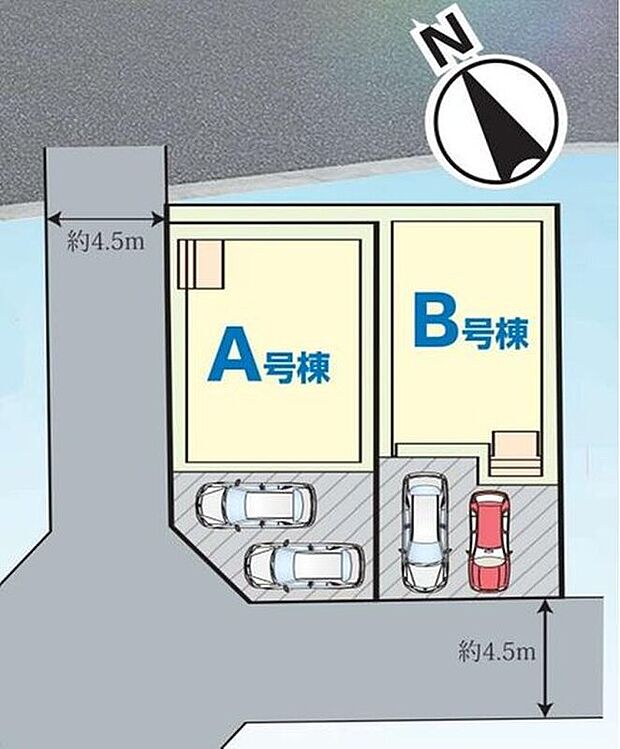 【≪全体区画図≫】■カースペース2台分
■穏やかな時が流れる落ち着いた住環境の低層住宅地