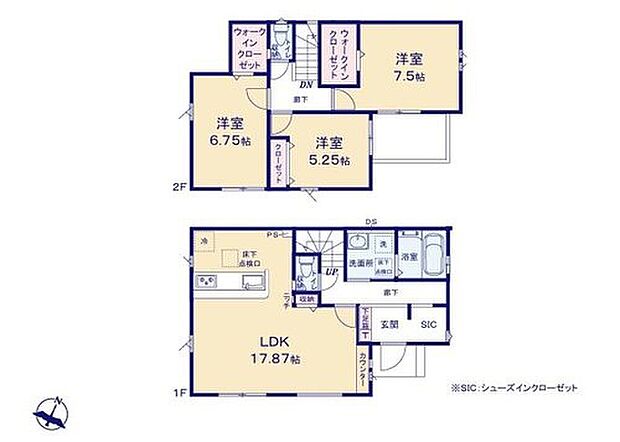 【3LDK】17.87帖の広々LDK!収納充実(SIC+2WIC)のゆとりある3LDK☆
南面にバルコニーを配置しました!これなら、洗濯物も早く乾きそうですね♪
全居室収納付きで、充実のお住まいです♪