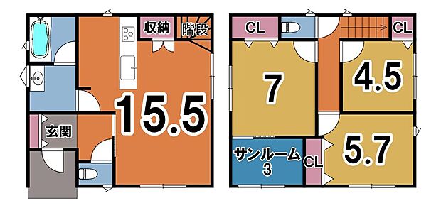 3LDK サンルームつき