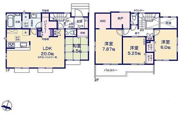 (1号棟)、価格5080万円、4LDK+S、土地面積185.86m2、建物面積107.62m2