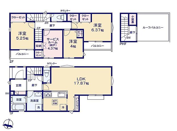 【3LDK+S】全居室南向きの明るいお住まい♪居室としても使える
納戸付きで、ご家族の成長に合わせてお使いいただけます◎
うれしい小屋根収納付きで季節の家電や思い出の品もすっきり☆