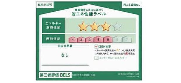 【【省エネ性能ラベル】】こちらの物件はZEH水準を満たした、省エネ性能に優れた物件です。　光熱費を抑えて暮らすことができるだけでなく、「熱の入りにくさ・逃げにくさ」という観点でも影響を受けにくい建物のため、長く快適にお過ごしいただけます♪