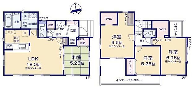 【4LDK】広々18畳ＬＤＫ。こだわりの家具でコーディネイトしてみませんか？リビングと和室の間の引き戸を開ければ20帖超えの大空間が広がります♪
