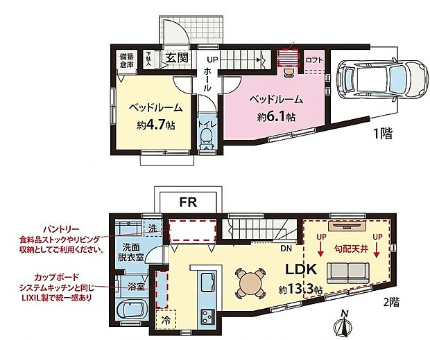 2LDK 3,940万円 土地面積70.19m2(21.23坪)建物面積62.48m2(18.90坪