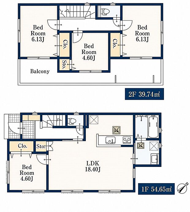 3号棟 4LDK 5480万円 土地面積147.84m2(44.72坪) 建物面積94.39m2(28.55坪)