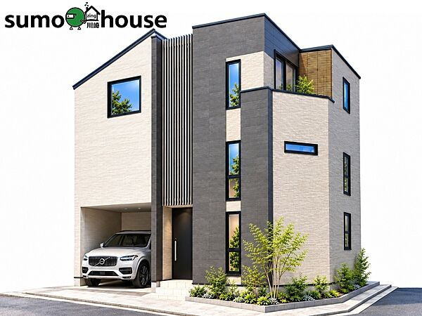 洗練された外観が目を惹く3階建てモダン住宅。愛車を守るビルトインガレージを備え、機能性とデザイン性を両立しました。光と風を感じるゆとりある空間で、都市の暮らしをさらに豊かに彩ります。