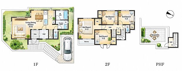 6号棟 4LDK 土地面積138.57m2(41.92坪) 建物面積109.61m2(33.16坪)
