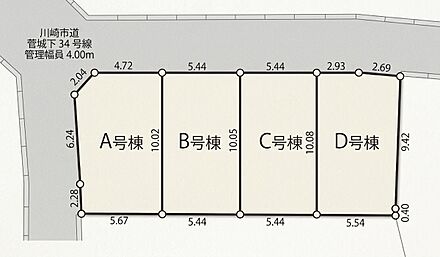 区画図　全棟整形地♪A号棟は角地で解放感抜群◎ 