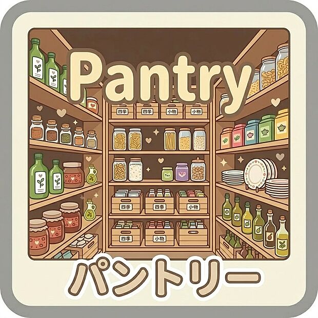 【パントリー 】食材のストックや大型調理器具もスッキリ収まるパントリー。キッチン周りを常に美しく保ち、毎日の料理をスムーズに楽しめます。