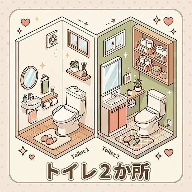 【トイレ】トイレ2か所 毎日をストレスフリーに変える「トイレ2か所」の快適な住まい。