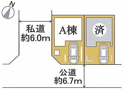 ビルトインガレージ付き！前面道路広く駐車ラクラク♪ 