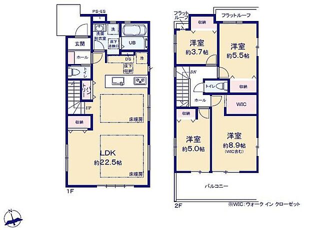 (１号棟)、価格4599万円、4LDK、土地面積144.2m2、建物面積105.36m2